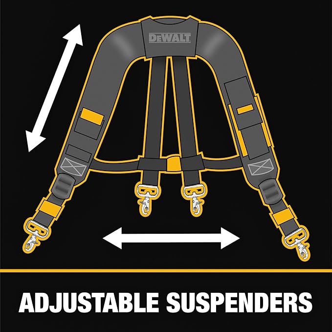 DEWALT Tool Rig Professional Tool Belt with Padded Suspenders, 25 Pockets, Durable Design, Adjustable