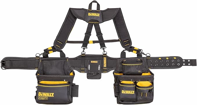 DEWALT Tool Rig Professional Tool Belt with Padded Suspenders, 25 Pockets, Durable Design, Adjustable