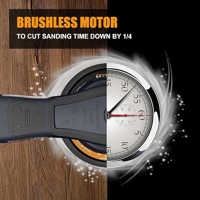 MAXXT Random Orbital Sander Brushless 350W 3A Multi-Function Variable Speed Electric Corded Orbital Sanders Machine with 8 Sanding Paper for Woodworking, Drywall Sanding, Polishing