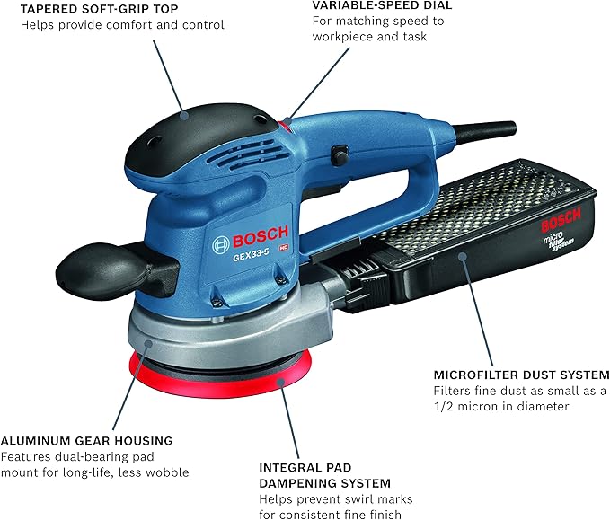 BOSCH GEX33-5N 5 in. Multi-Hole Random Orbit Sander/Polisher